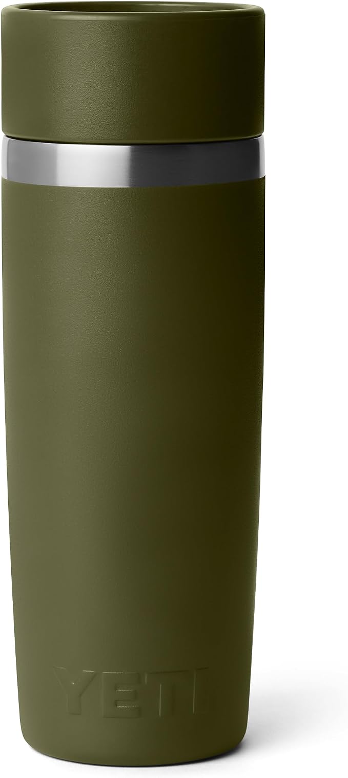 YETI Rambler 16 oz Travel Bottle, Stainless Steel, Vacuum Insulated with Leakproof Commuter Cap, Olive/King Crab Orange