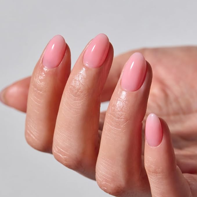 ohora Gel Press On Nails | Pink, Ombre, Short Oval | Blush Pink | Salon-Quality, 100% Real Gel, No UV Lamp, No Glue, Non-Toxic | 15 Sizes, 30 Tips | Long Lasting, press on short