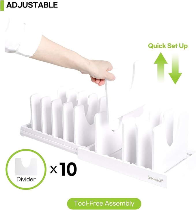 Pots and Pans Organizer under Cabinet Expandable Bamboo Pot Lid Holder Rack | Adjustable bakeware organizer, cutting board organizer, cookie sheet, baking pan, tray organizer for kitchen cabinet storage