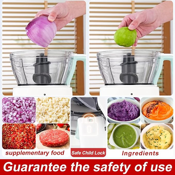 Food Processor Electric Food Chopper with 4.5-Cup(1000ml) Vegetable Chopper & Meat Grinder,BPA Free, Stainless Steel Blade for Chopp, Slice, Mince, Grind, and Puree, for Baby Food & Family Use | Vegetable Chopper & Meat Grinder BPA Free, Stainless Stee...