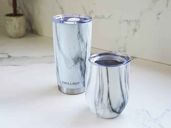 CHILLOUT LIFE 12 oz Stainless Steel Wine Tumbler with Lid - Double Wall Vacuum Insulated Wine Cup Glass Keeping Cold & Hot for Coffee, Champagne, Cocktails, Ice Cream