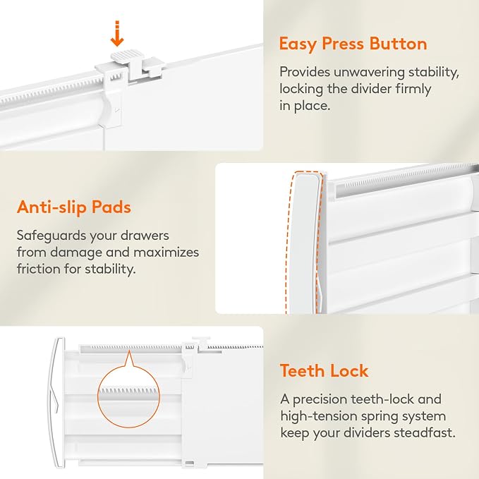 Lifewit 5" Tall Drawer Dividers, Adjustable Deep Drawer Organizer Clothes | 11.5"-18.5" Expandable Plastic Separators for Dresser, Kitchen, Cabinet, Nursery, Office, Socks & Underwear Storage, 8 Pack