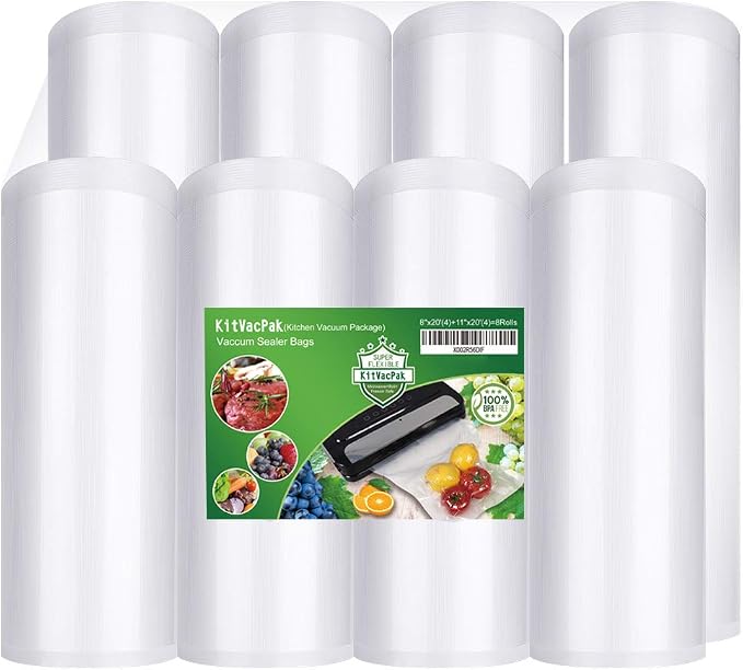 8 Rolls 8"&11"x20' Vacuum Sealer Rolls BPA Free Sous Vide Storage