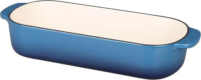 EDGING CASTING Enameled Cast Iron Loaf Pan with Lid, Bread pan, Dutch Oven Bread pan for Homemade Sourdough Bread Baking, 12.5x5.5 inch, 5qt, Lake Blue