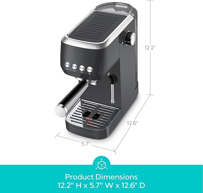 CASABREWS 3700 Essential Espresso Machine, Stainless Steel Espresso Maker | 20-Bar Italian Pump, Powerful Steam Wand, 43.9oz Removable Water Tank, Compact Espresso Maker for Home, Cappuccino & Latte