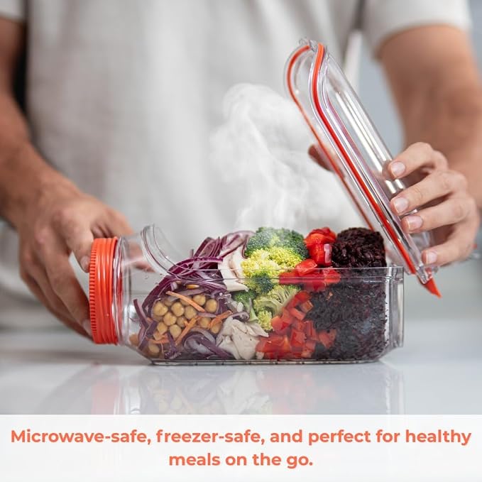 Prepara Classic Harvest Pod 6 Cups, Orange | Leakproof Meal Salad Jar On The Go