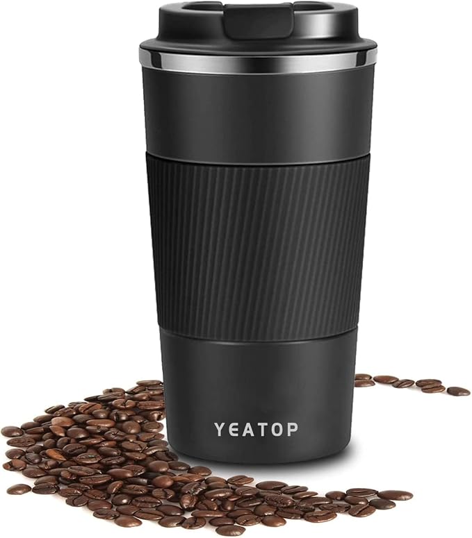 Coffee Mug 16oz - Insulated Travel Coffee Mug Spill Proof, Stainless Steel Vacuum Thermal Coffee Cup with Leakproof Lid Double Wall Coffee Tumbler for Hot/Iced Beverage -Black,510ml