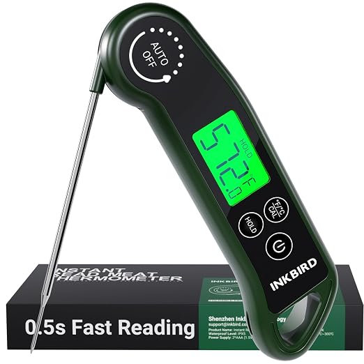 INKBIRD 0.5S Waterproof Instant Read Meat Food Thermometer for Cooking | 0.5s Instant Roasting Thermometer, Kitchen Thermometer, LCD Screen, BBQ Thermometer for Grilling, Roasting, Baby Diet
