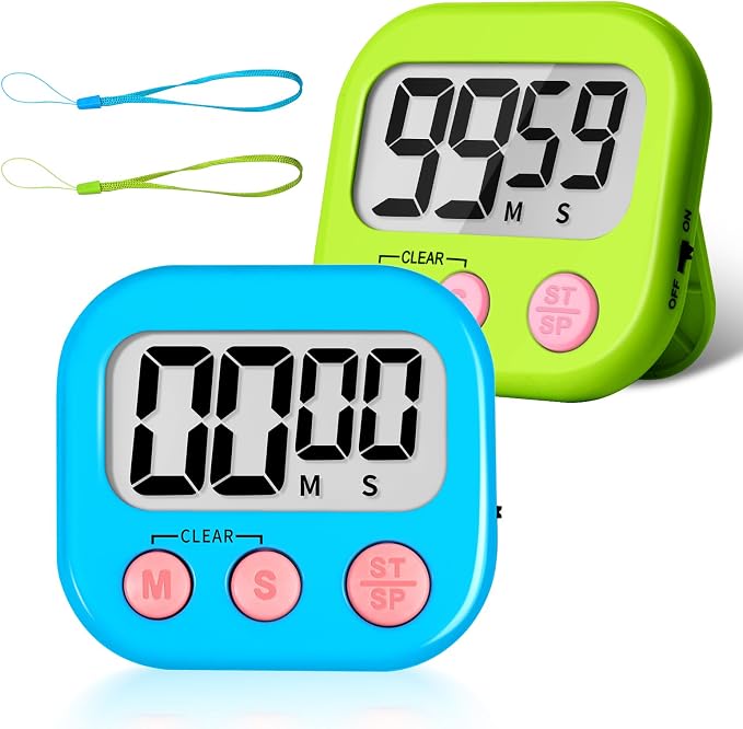 ZILLEEN Classroom Timer for Kids Teachers 2 Pack Digital Timers Blue Green | Strong Magnetic, Large Screen, Big Button, Teacher Classroom Must Haves Kitchen Timers for Cooking Egg Exercise Study