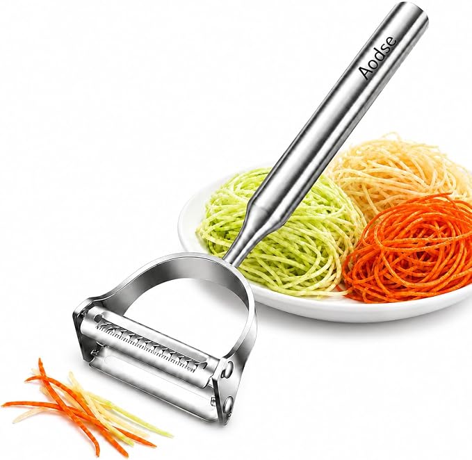 2-in-1 Julienne Vegetable Peeler, Stainless Steel Y Peeler with Dual Blades | Kitchen Peeler with Sharp Blades for Fruits & Vegetables, Ergonomic Handle, Durable and Easy to Clean