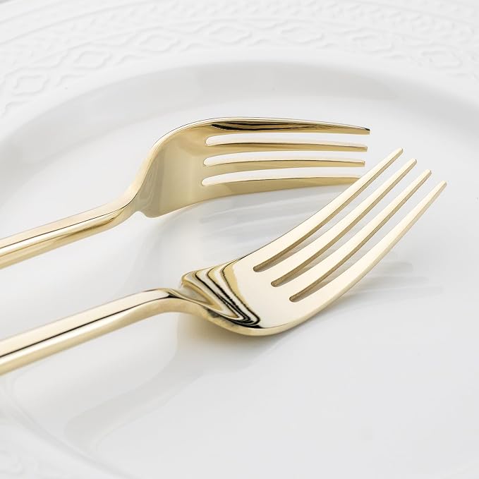 Alata Potter Champagne Gold 40-Piece Forged Silverware Set, Service for 8, Stainless Steel Flatware Set, Modern Design with Mirror Finish, Ideal for Home, Kitchen, Party, Camping