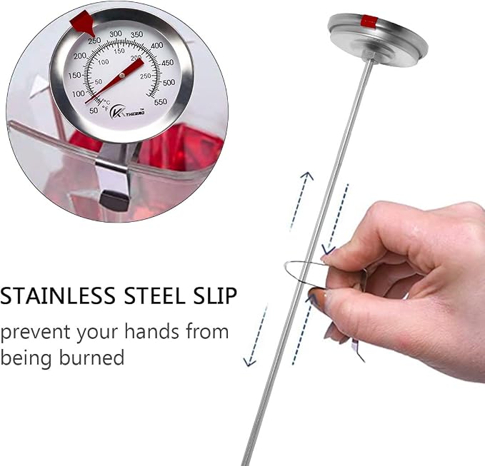Deep Fry Thermometer with Instant Read,Oil Thermometer(2-Pack),12” Stainless Steel Stem Meat Cooking Thermometer,Best for Turkey,BBQ,Gril