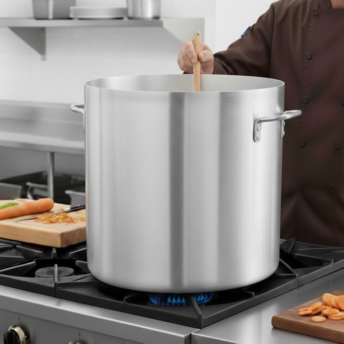 TrueCraftware- 80 qt. Heavy-Duty Aluminum Stock Pot with Riveted Handle 6mm Thickness- Multipurpose Pot Cookware Large Stockpot For Cooking Simmering Soup Stock Home Kitchen