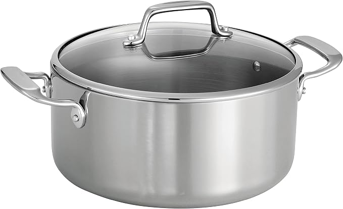 Tramontina Boston Tri-Ply Clad Stainless Steel 5-Quart Dutch Oven Pot | With Glass Lid, Induction-Ready, Dishwasher-Safe, NSF-Certified