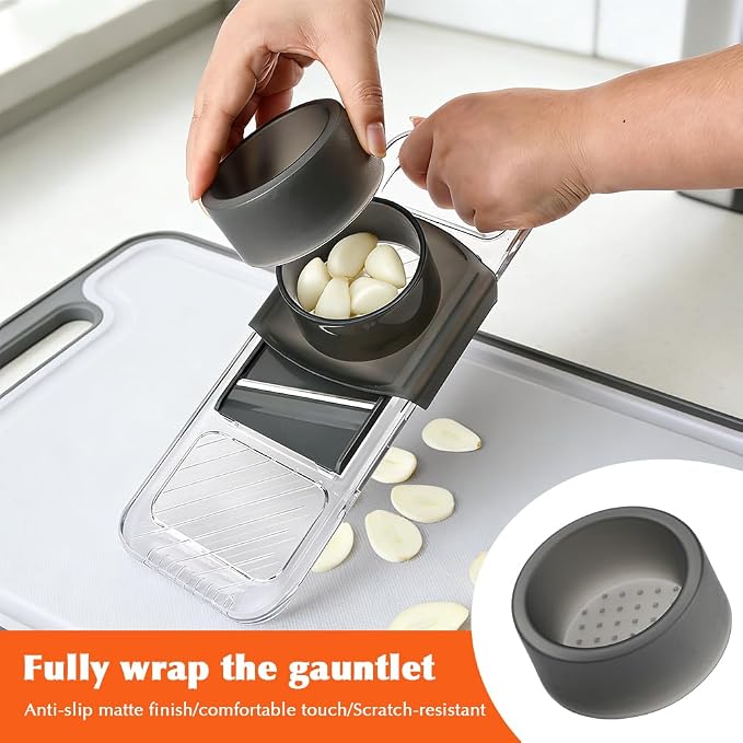 Multifunctional Mandoline Slicer with 6 Interchangeable Blades, Handheld Food Slicer with Safety Guard, Adjustable Stainless Steel Blade for Vegetable, Potato, Tomato, Onion