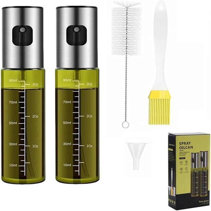 2 Pcs Oil Sprayer For Cooking,Olive Oil Sprayer | Light-Proof 100ml Food Oil Dispenser For Kitchen,For Kitchen Gadgets, Air Fryer,Salad, Frying,Bbq