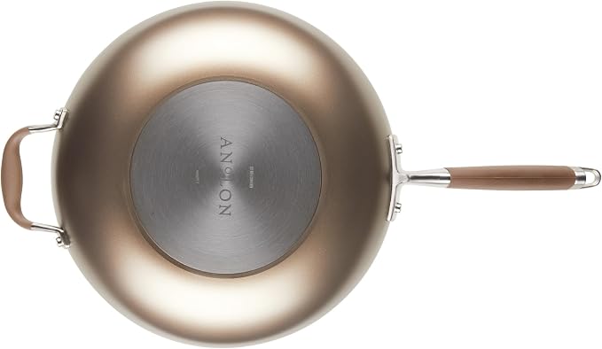 Anolon Advanced Home Hard-Anodized Nonstick Deep Frying Pan with Lid, Saute Pan, 12-Inch, Bronze