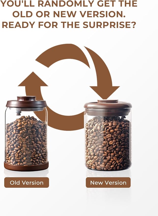 Coffee Container, 10 oz Airtight Glass Storage Canister, 2 Pack | Pop Lids, Separate Espresso, Whole Bean and Ground Varieties with One-way CO₂ Valves and Glass Bodies for Easy Refill Checks