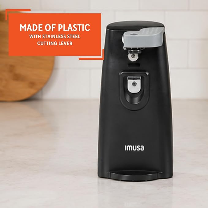 IMUSA Black Electric Can Opener with Bottle Opener & Knife Sharpener