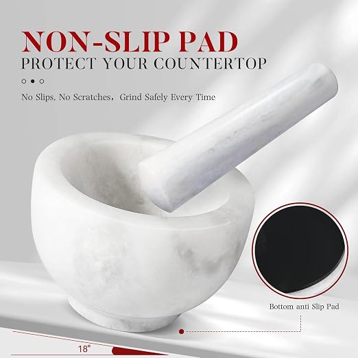 Marble Mortar and Pestle Set, 5"-1.5 Cups Grinder Bowl for Guacamole, Salsa, Pill Crusher, Spice, Herb, Garlic, Nut, Heavy Duty Grinder for Kitchen(Namib Fantasy)