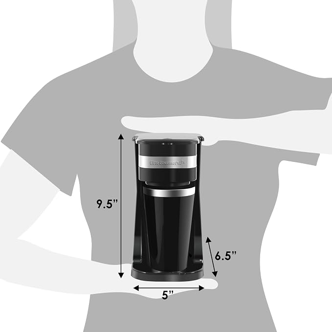 Elite Gourmet EHC111A Personal Single-Serve Compact Coffee Maker, Black