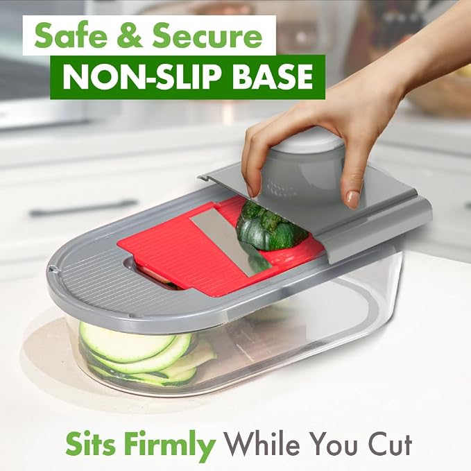 Vegetable Chopper and Mandoline Slicer with Container, CHOPZILLA 4 Stainless Steel Blades, BPA-Free Onion Chopper, Vegetable Cutter, French Fry Cutter, Dishwasher Safe Fruit Potato Dicer, Pink
