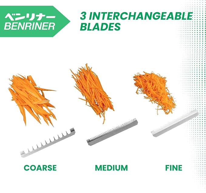Benriner Japanese Mandoline Slicer – Vegetable Slicer with 4 Stainless Steel Blades, BPA-Free Adjustable Vegetable Cutter – Official US Version with Authentic Retail Packaging