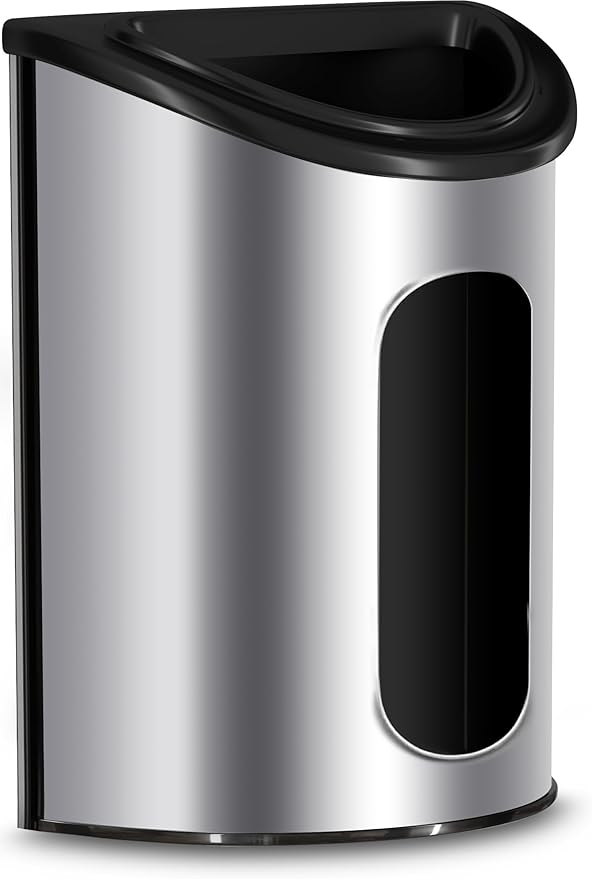 Utopia Kitchen Stainless Steel Grocery Bag Holder, Small, Silver | Space-Saving Plastic Bag Holder for Kitchen, Pantry or Cabinet, Reusable Plastic Bag Organizer