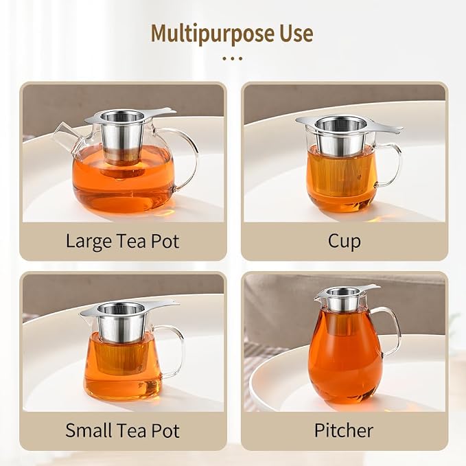 2PCS Tea Infuser for Loose Leaf Tea, BOMANSI BOMS Loose Leaf Tea Steeper Strainer with Double Handles, Extra Fine Mesh Ball Infusers, Diffuser Holder Filter for Mugs, Tea Strainers for Loose Tea