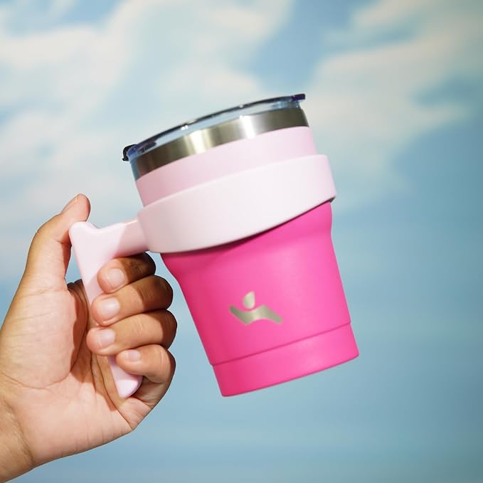 Konokyo 10 oz Tumbler with Handle and Straw, Insulated Travel Mug | Cherry; BPA-free, leak-proof tumbler with 2 lids, 2 straws, cup holder fit for coffee, office, travel & daily use