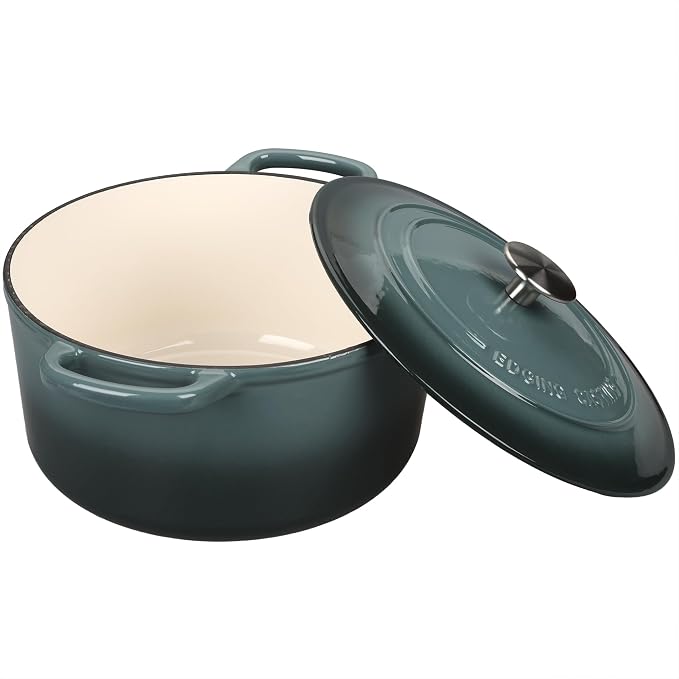 EDGING CASTING Enameled Cast Iron Dutch Oven with Sourdough Bread Baking Kit, Bread Dutch Oven with Lid, Includes Proofing Basket & Baking Tools, 5qt, Slateblue