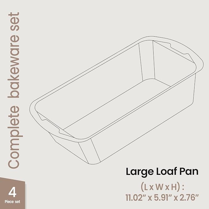 Nonstick Loaf Pan Set Pack of 2, 10.2" & 11" Large Baking Bread Pan, Oven Safe Up to 450°F, PFOA, PFOS, PTFE Free, Space Saving Stackable Design, Stain Resistant, Dishwasher Friendly, White Marble