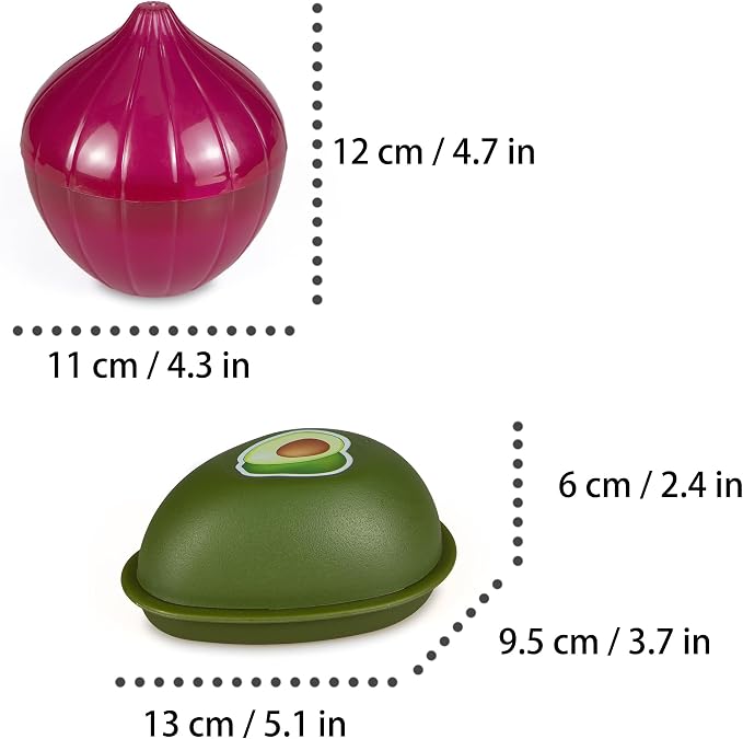 Vegetable and Fruit Storage Containers for Refrigerator, Avocado and Onion Storage, Food Storage Containers with Lids, Pack of 2