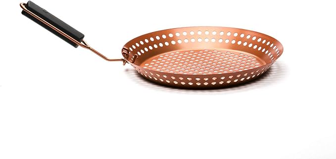 Outset QN77 Grill Skillet with Removable Soft-Grip Handle, Copper Non-Stick