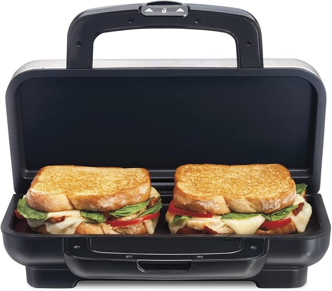 Proctor Silex Deluxe Hot Sandwich Maker, Nonstick Plates, Stainless Steel & 4 Slice Toaster, Cool-Touch Walls, Shade Selector, Toast Boost, Auto Shut-off and Cancel Button, Black