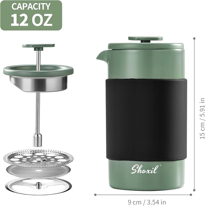 French Press – 350ml Stainless Steel Coffee Press, 2 Cup Cafetiere for Ground Coffee, Portable French Press
