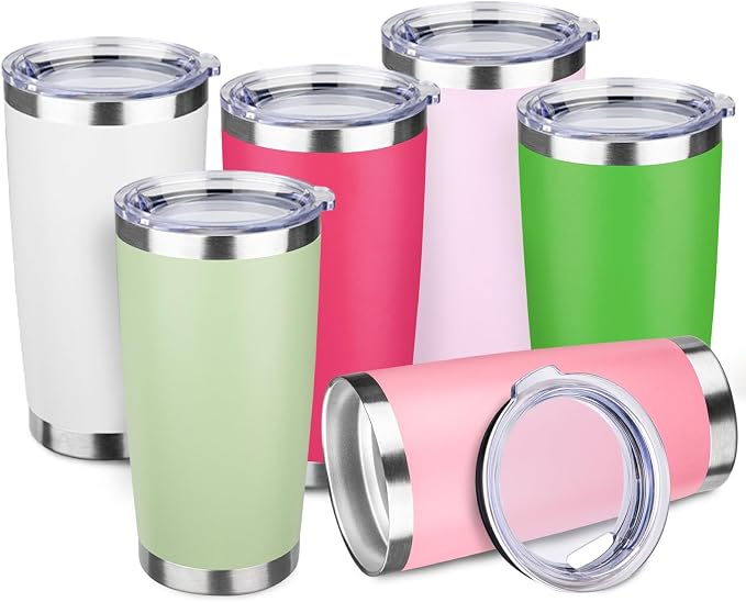 StarSpeed 6 Pack 20oz Stainless Steel Travel Coffee Tumbler,Fruit Palette | Travel Coffee Mug Bulk,Spill-proof Lid,Double Wall,BPA-free Travel Cups,Insulated Cup Fits Car Cupholders