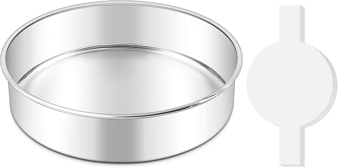 LIANYU 8 Inch Round Cake Pan, Circle Layer Cake Tin for Baking | Stainless Steel Bakeware with 30 PCS Parchment Paper, Baking Pan for Birthday Wedding Party, Mirror Finish, Dishwasher Safe