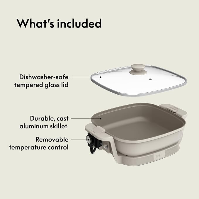 bella Fits-Anywhere™ SAUTE Make & Take Skillet, Non-Toxic, Ceramic, Oatmilk