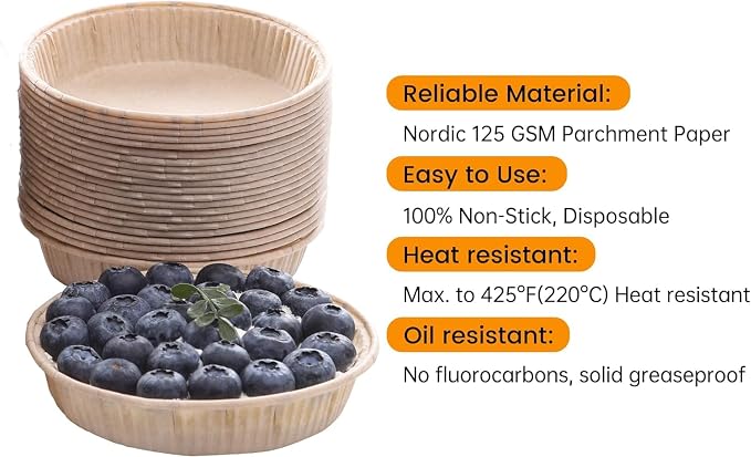 Bake Choice 200pcs Paper Mini Tart Pans, 4 Inch Mini Pie Tins, Disposable | Non-stick, Unbleached, Mini Quiche Pans,Oven safe, Microwave safe, Freezer Safe, Shallow Bakeware Cups