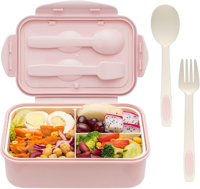 LOVINA Bento Boxes for Adults - 1100 ML Bento Lunch Box For Kids Childrens With Spoon & Fork - Durable for On-the-Go Meal, BPA-Free and Food-Safe Materials