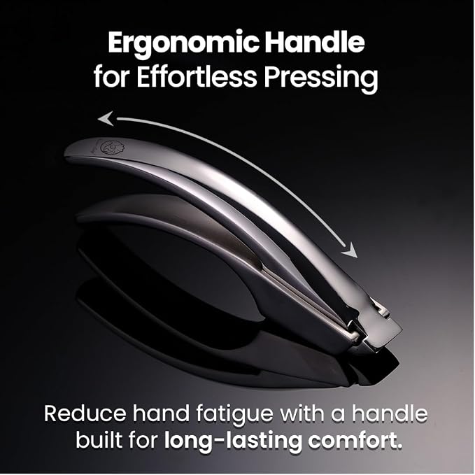 Gourmet Easy Lifetime Replacement Garlic Press, No Need to Peel, Fine Mince | Detachable Design for Easy Cleaning, Ergonomic Handle for Effortless Press, Stainless Steel Rust-Resistant, Dishwasher Safe