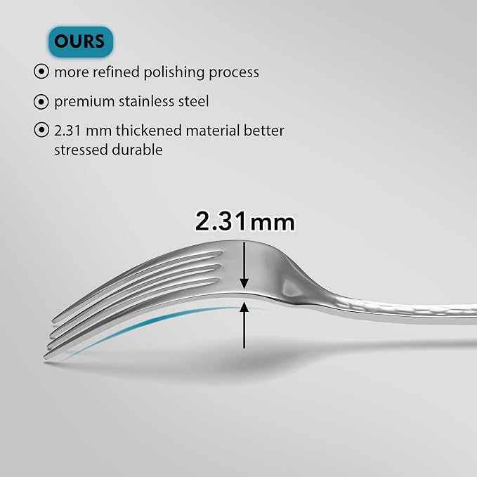 Hammered Silverware Set, EIUBUIE 40-Piece Stainless Steel Flatware Set for 8, Mirror Finish Tableware Kitchen Cutlery Sets, Durable Home Eating Utensils Sets Includes Fork Spoon Knife, Dishwasher Safe