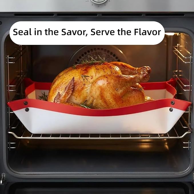 Locking Dials Silicone Fiber Baking Mat to Prevent Leaks, Nonstick Reusable Heat Resistant Baking Sheet Corners Snap Together to Form Leakproof Oven Liner