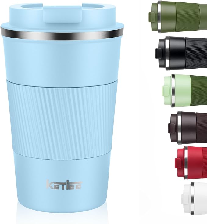 KETIEE Travel Coffee Mug 12oz: Insulated Coffee Cup with Leakproof Lid, Coffee Tumbler, Reusable Coffee Cups with Seal Lid, Vacuum Stainless Steel Coffee Mug to Go for Hot/Iced Water Tea | Coffee Tumbler, Reusable Coffee Cups with Seal Lid, Vacuum Stai...