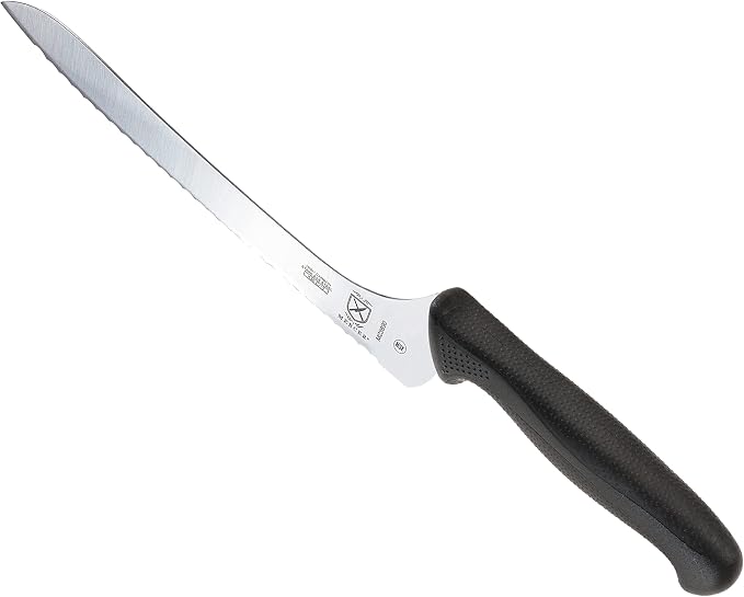 Mercer Culinary M23890 Millennia Black Handle, 9-Inch Offset Wavy Edge, Bread Knife