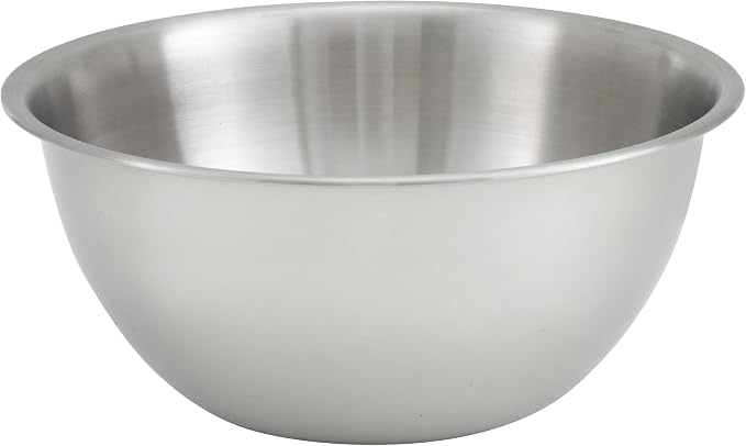 Winco 5 qt Stainless Steel Mixing Bowl | Dishwasher safe, Extra deep, Heavy-duty, Reinforced rim, Great for Salads, Sides, Pasta and Shared Dishes