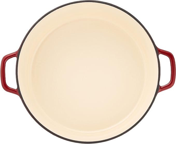 Cuisinart Chef's Classic Enameled Cast Iron Dutch Oven with Lid, Porcelain Enameled Interior, Oven Safe, Induction Compatible, 7-Quart, Round, Cardinal Red