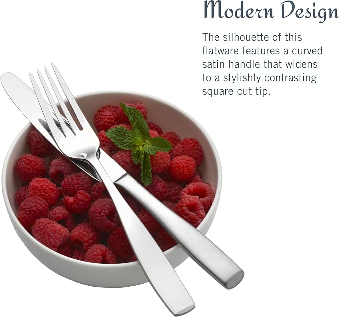Mikasa Satin Loft 65-Piece Flatware Set for 12,18/10 Stainless Steel Silverware with Forks,Knives,Spoons,and Serving Utensils,Durable and Elegant Design,(Pack of 2)