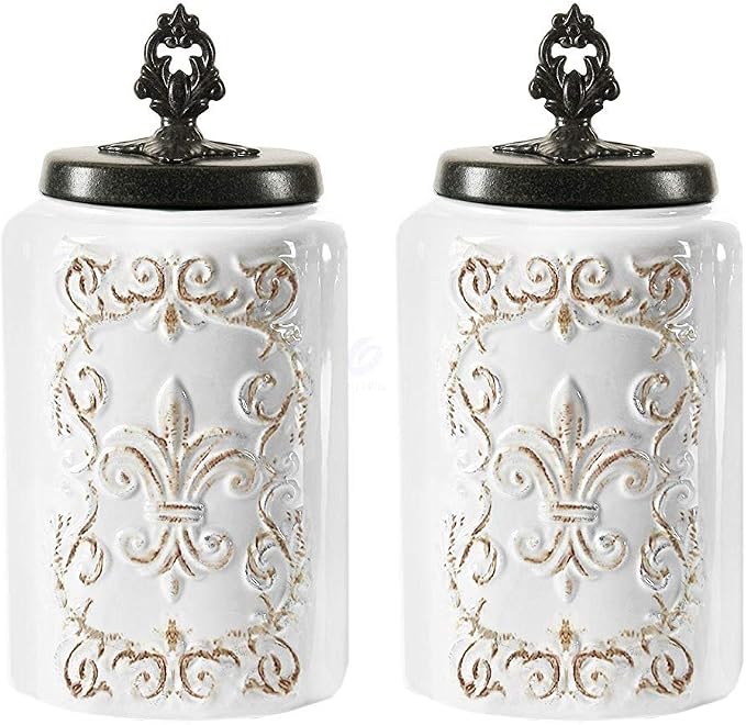 American Atelier Ceramic Canister Set 2-Piece, Large, White